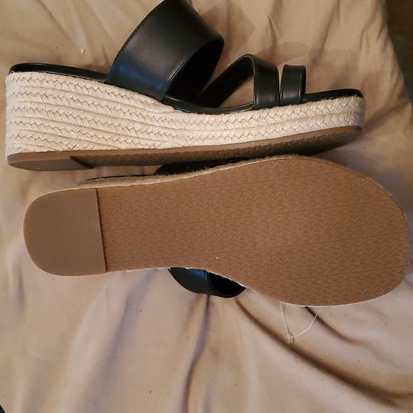 Michael Kors Sidney Espadrille Wedge Sandals Black Size US 7.5 - Picture 4 of 6